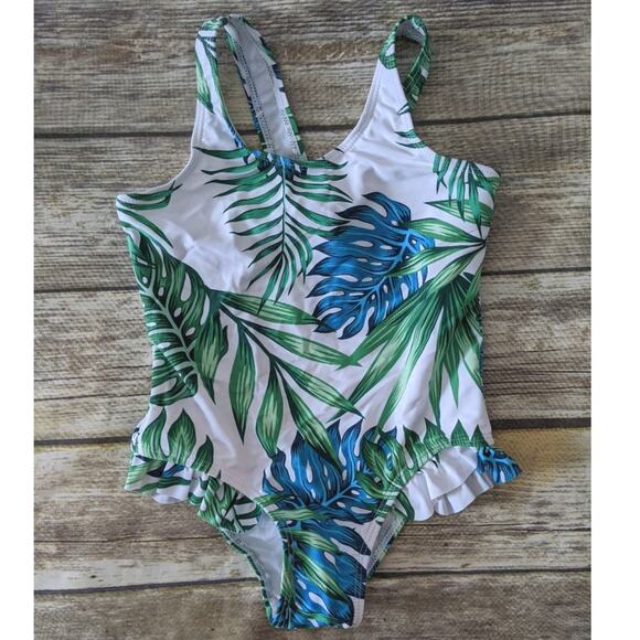 Patpat lace-up back palm leaf print bathing suit Small - Picture 8 of 9
